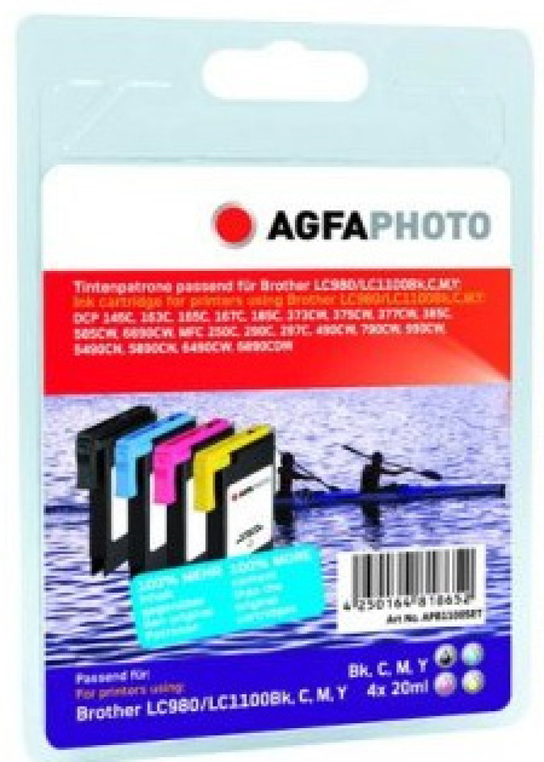 AgfaPhoto LC980/1100 cartuccia d'inchiostro 4 pz Resa elevata (XL) Nero, Ciano, Magenta, Giallo