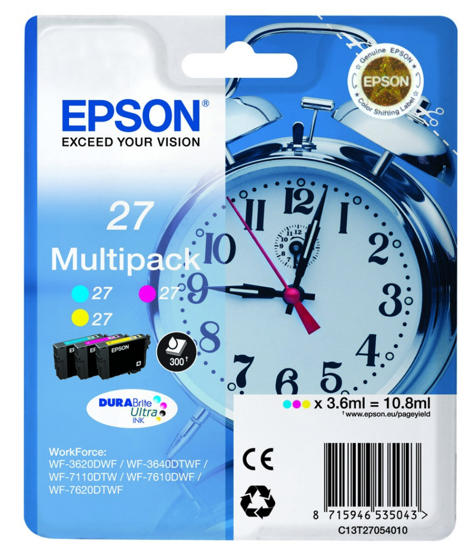 Epson Alarm clock 27 DURABrite Ultra cartuccia d'inchiostro 1 pz Originale Ciano, Magenta, Giallo